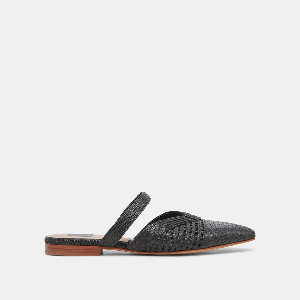 Dolce Vita Kaline Raffia Women Flats Black | US-942317OYR