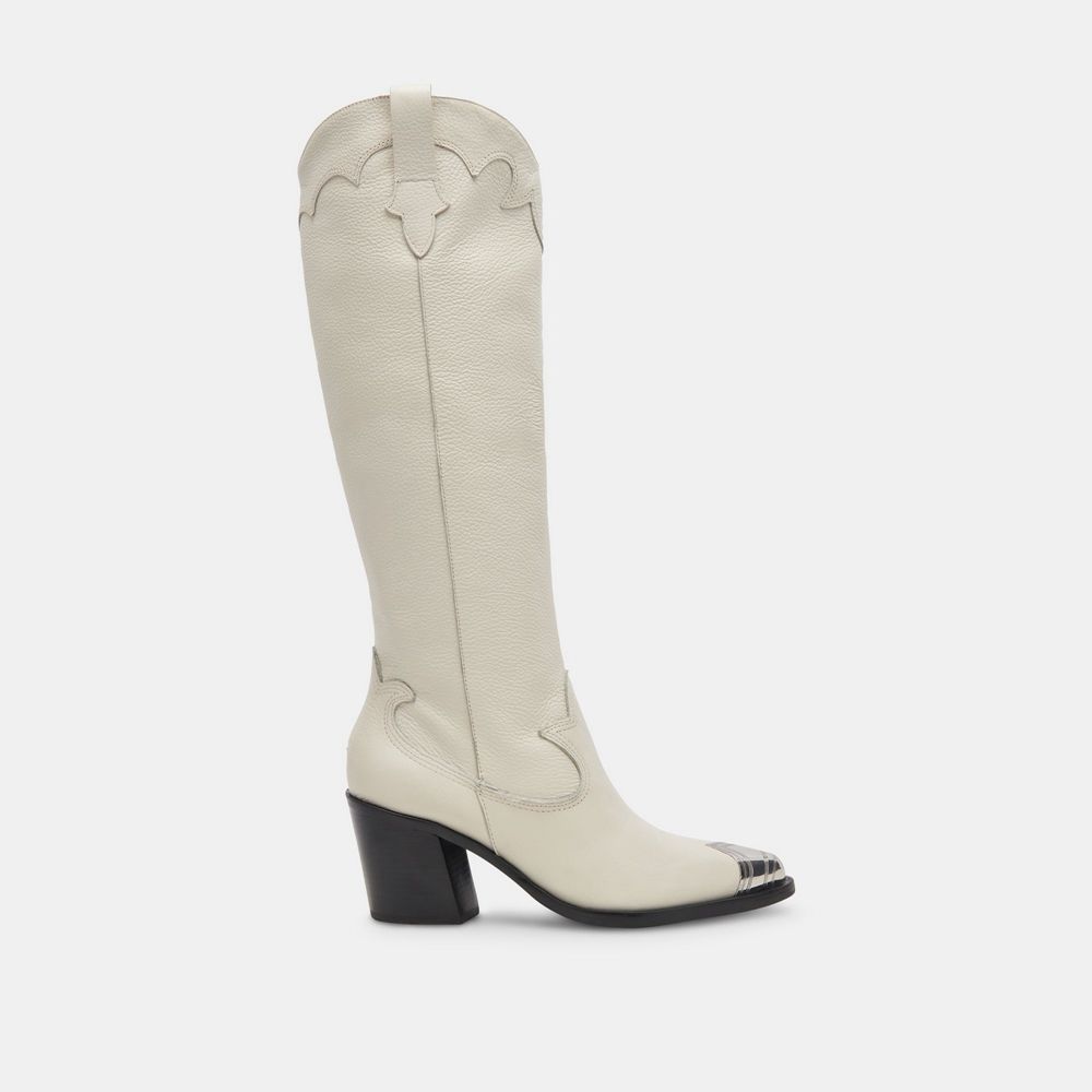 Dolce Vita Kamryn Leather Women Western Boots White | US-901372GXR