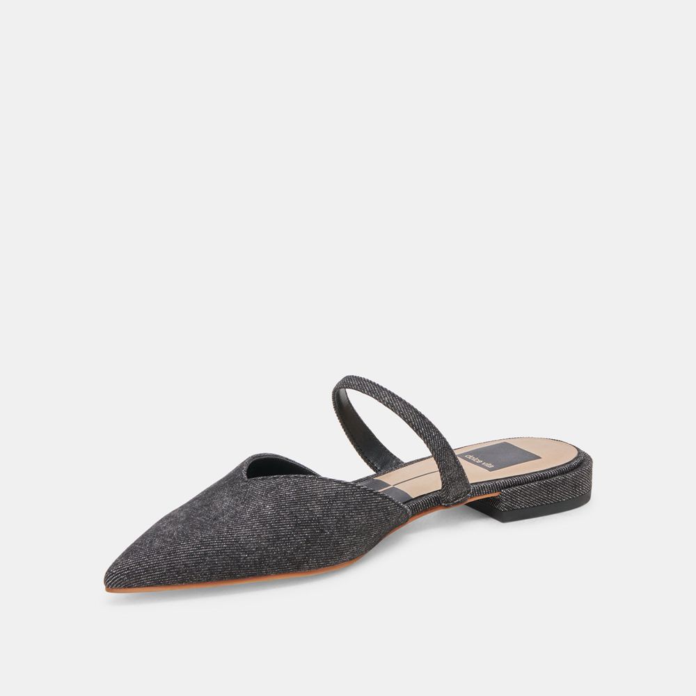 Dolce Vita Kanika Denim Women Flats Black | US-709842VMN