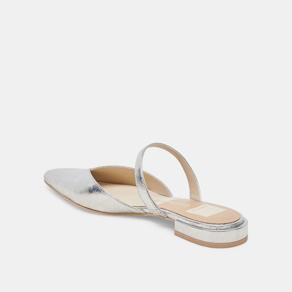 Dolce Vita Kanika Leather Women Flats Silver | US-879641QZS