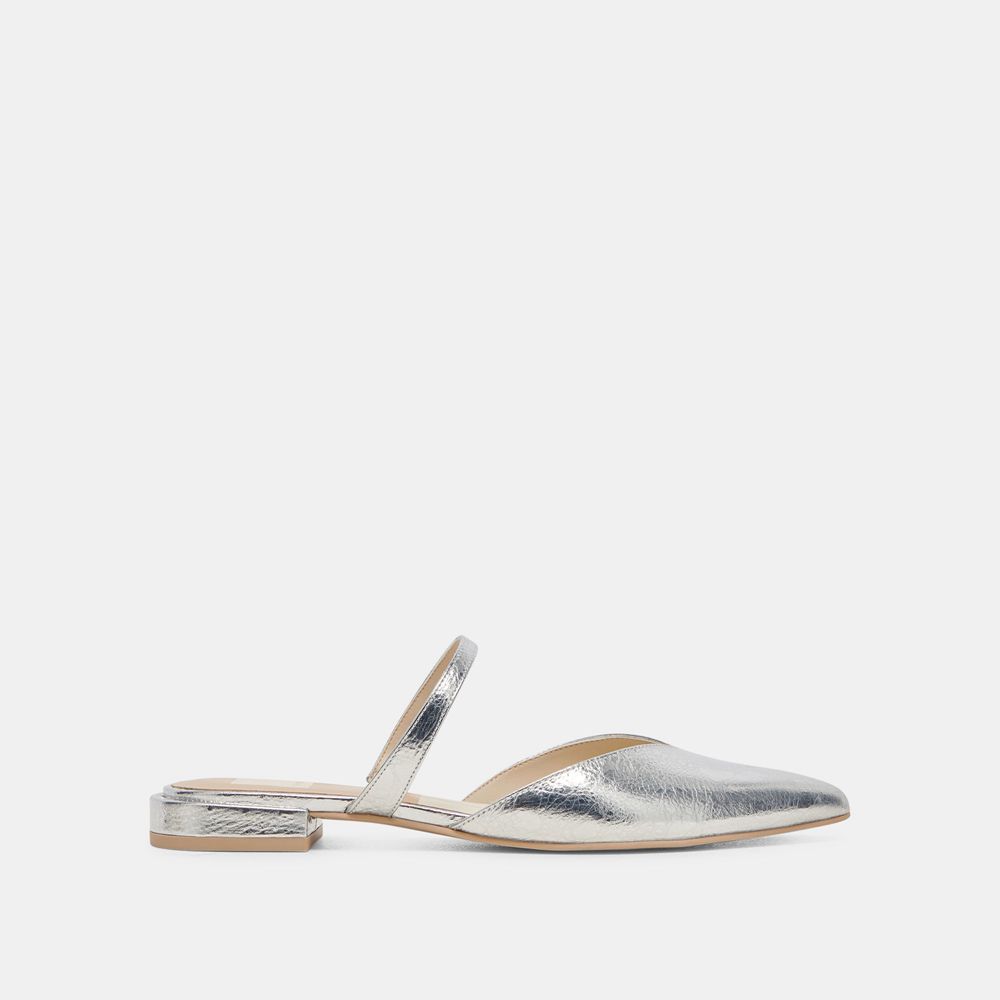 Dolce Vita Kanika Leather Women Flats Silver | US-879641QZS