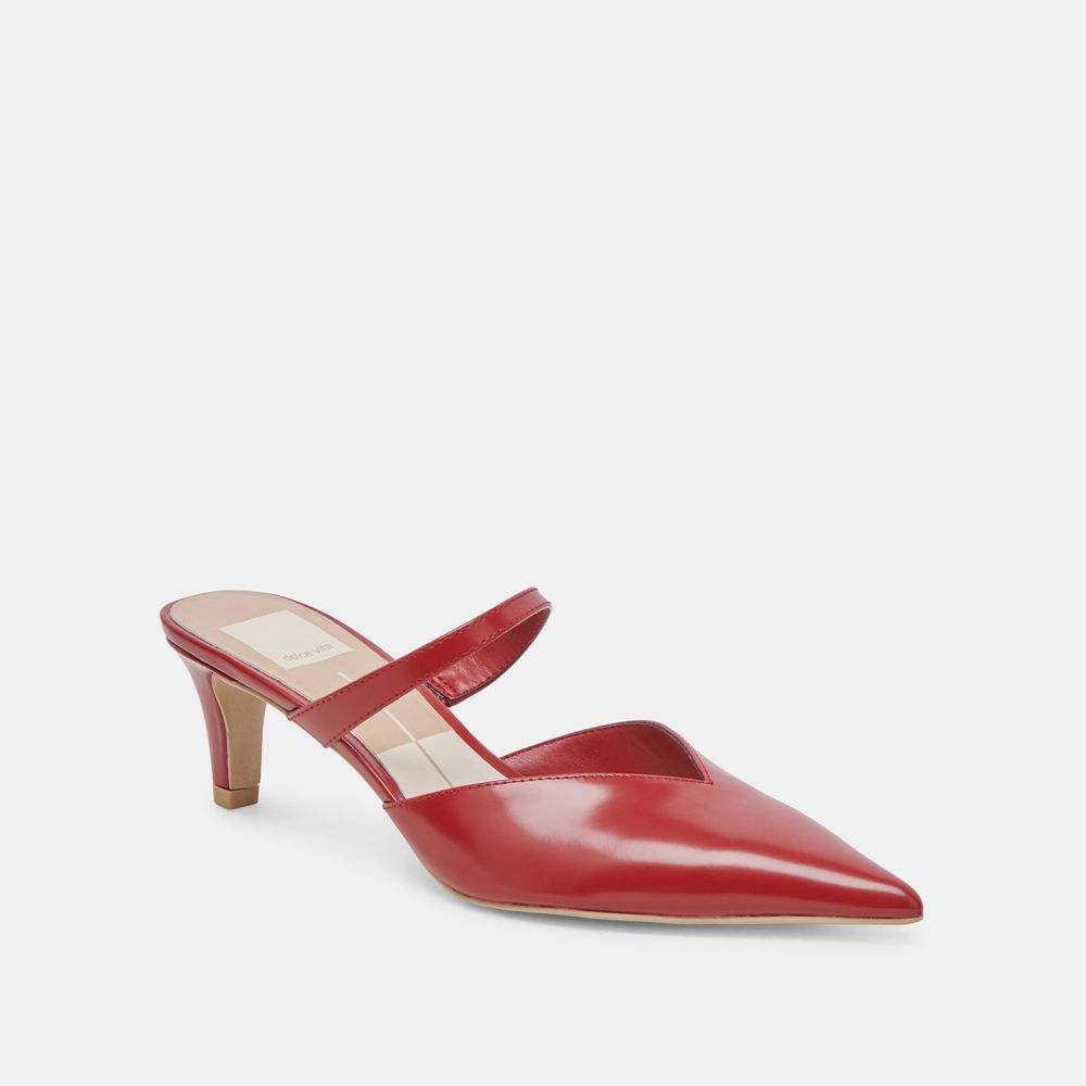 Dolce Vita Kanika Mid Crinkle Patent Women Heels Red | US-314862NYH