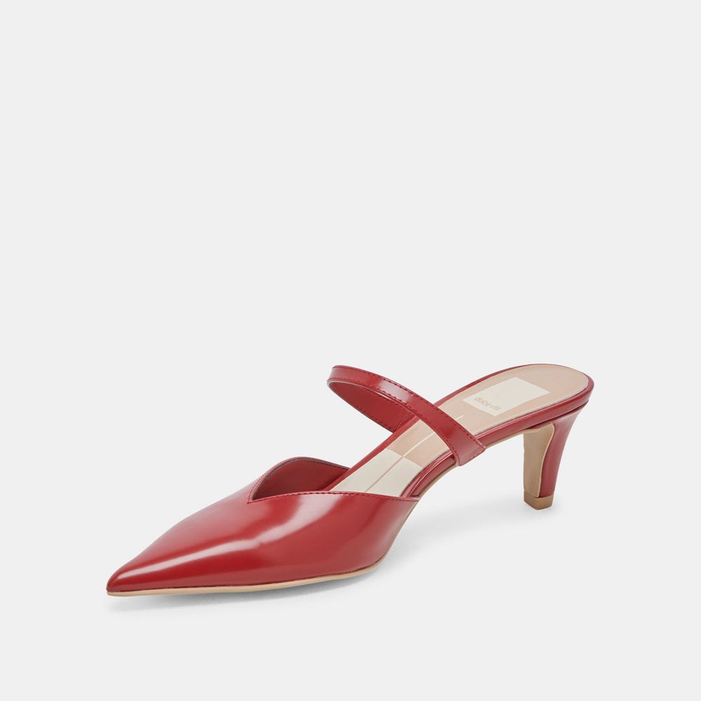 Dolce Vita Kanika Mid Crinkle Patent Women Heels Red | US-314862NYH