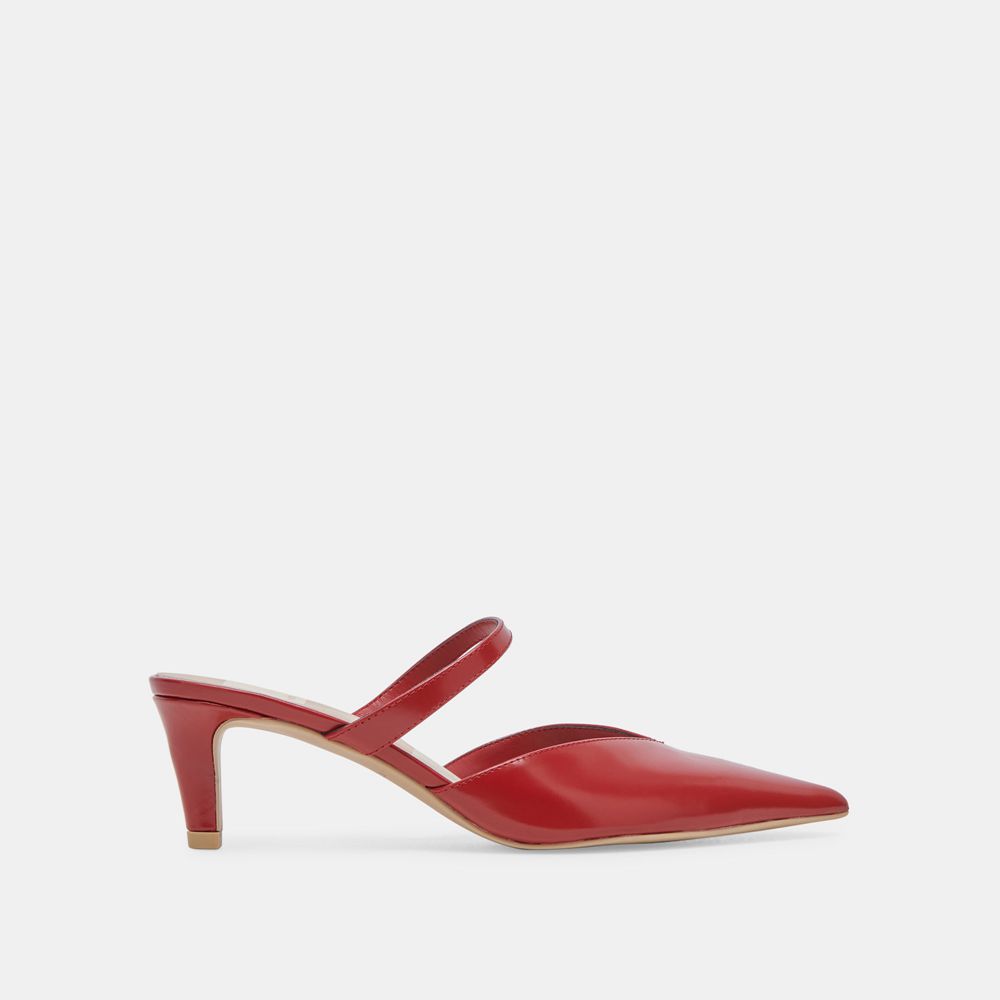 Dolce Vita Kanika Mid Crinkle Patent Women Heels Red | US-314862NYH