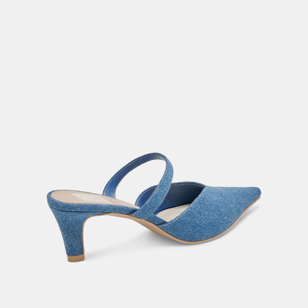 Dolce Vita Kanika Mid Denim Women Heels Blue | US-750683PSG