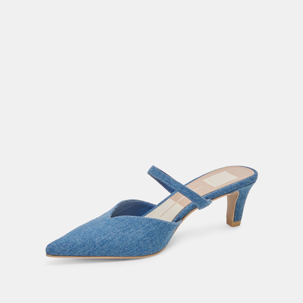 Dolce Vita Kanika Mid Denim Women Heels Blue | US-750683PSG