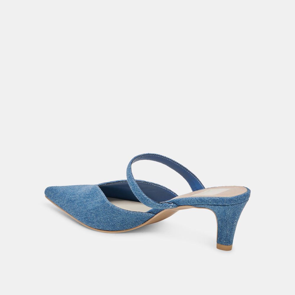 Dolce Vita Kanika Mid Denim Women Heels Blue | US-750683PSG