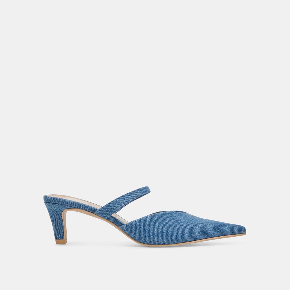 Dolce Vita Kanika Mid Denim Women Heels Blue | US-750683PSG