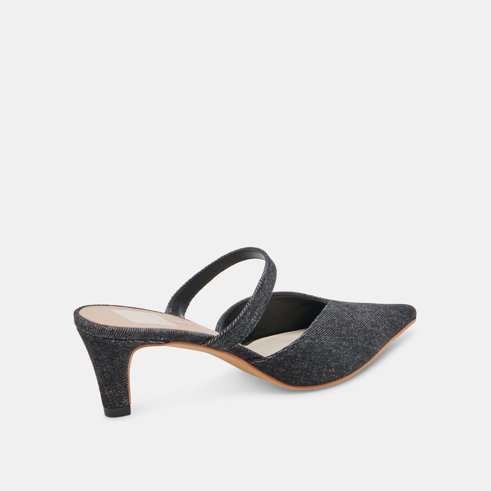 Dolce Vita Kanika Mid Denim Women Heels Black | US-972105GMB