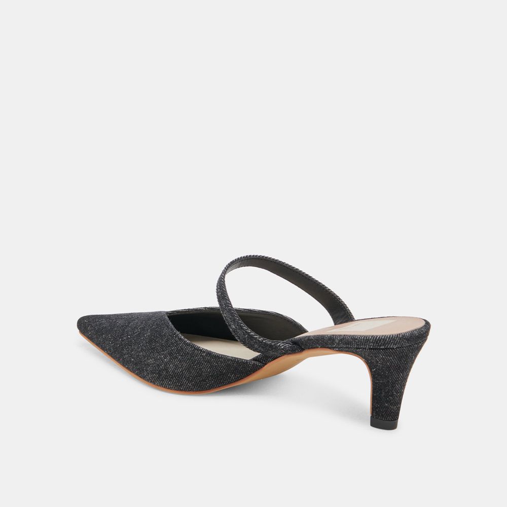 Dolce Vita Kanika Mid Denim Women Heels Black | US-972105GMB