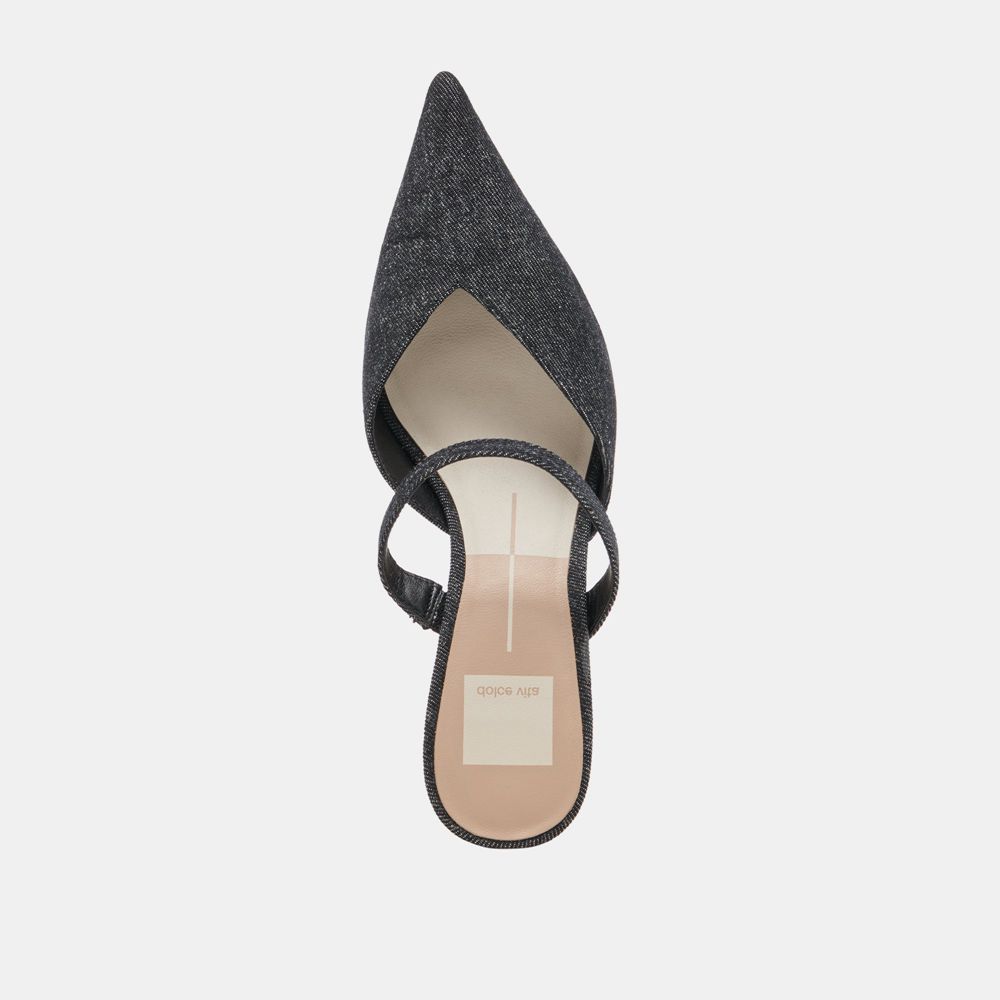 Dolce Vita Kanika Mid Denim Women Heels Black | US-972105GMB