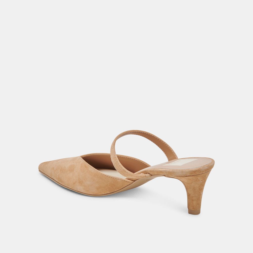 Dolce Vita Kanika Mid Suede Women Heels Brown | US-149586MFN