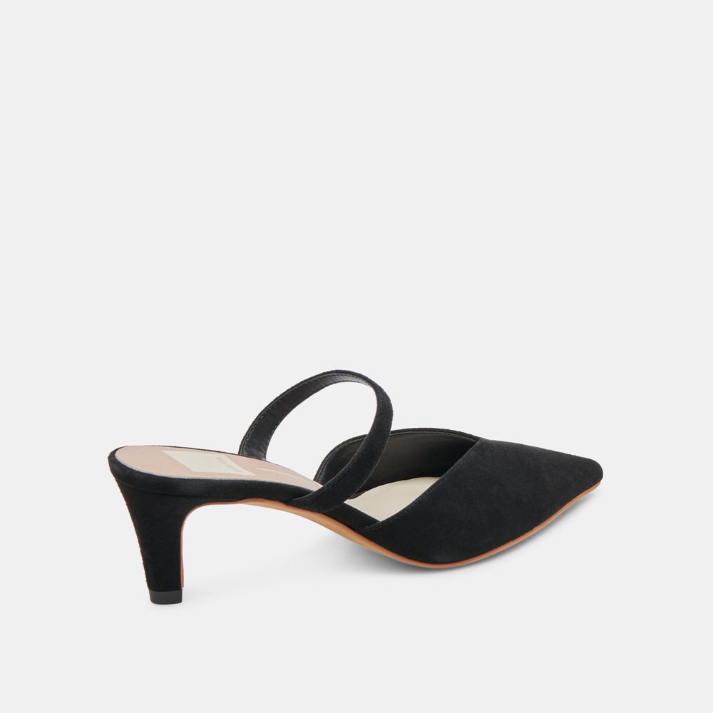 Dolce Vita Kanika Mid Suede Women Heels Black | US-137648GPT