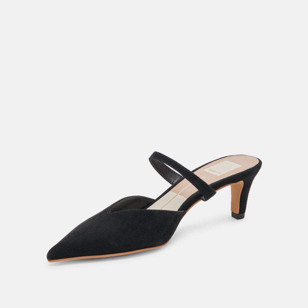 Dolce Vita Kanika Mid Suede Women Heels Black | US-137648GPT