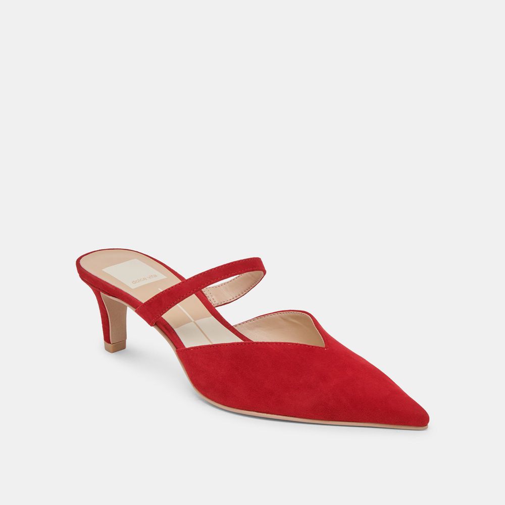 Dolce Vita Kanika Mid Suede Women Heels Red | US-952063APO