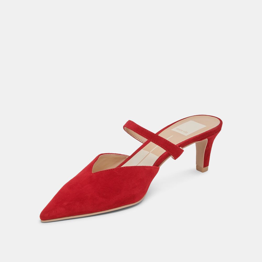 Dolce Vita Kanika Mid Suede Women Heels Red | US-952063APO