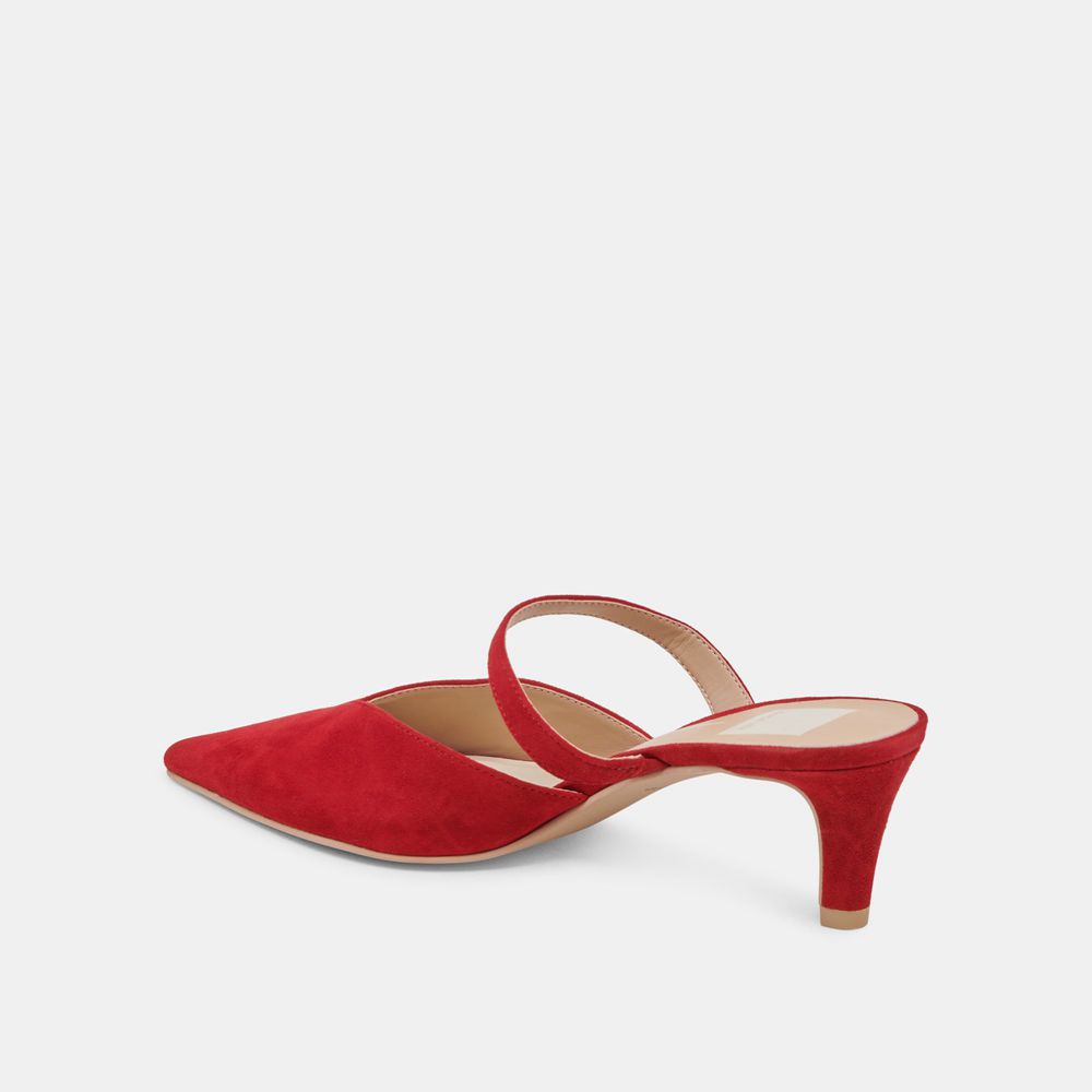 Dolce Vita Kanika Mid Suede Women Heels Red | US-952063APO