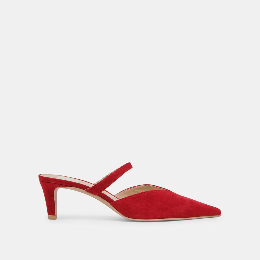 Dolce Vita Kanika Mid Suede Women Heels Red | US-952063APO