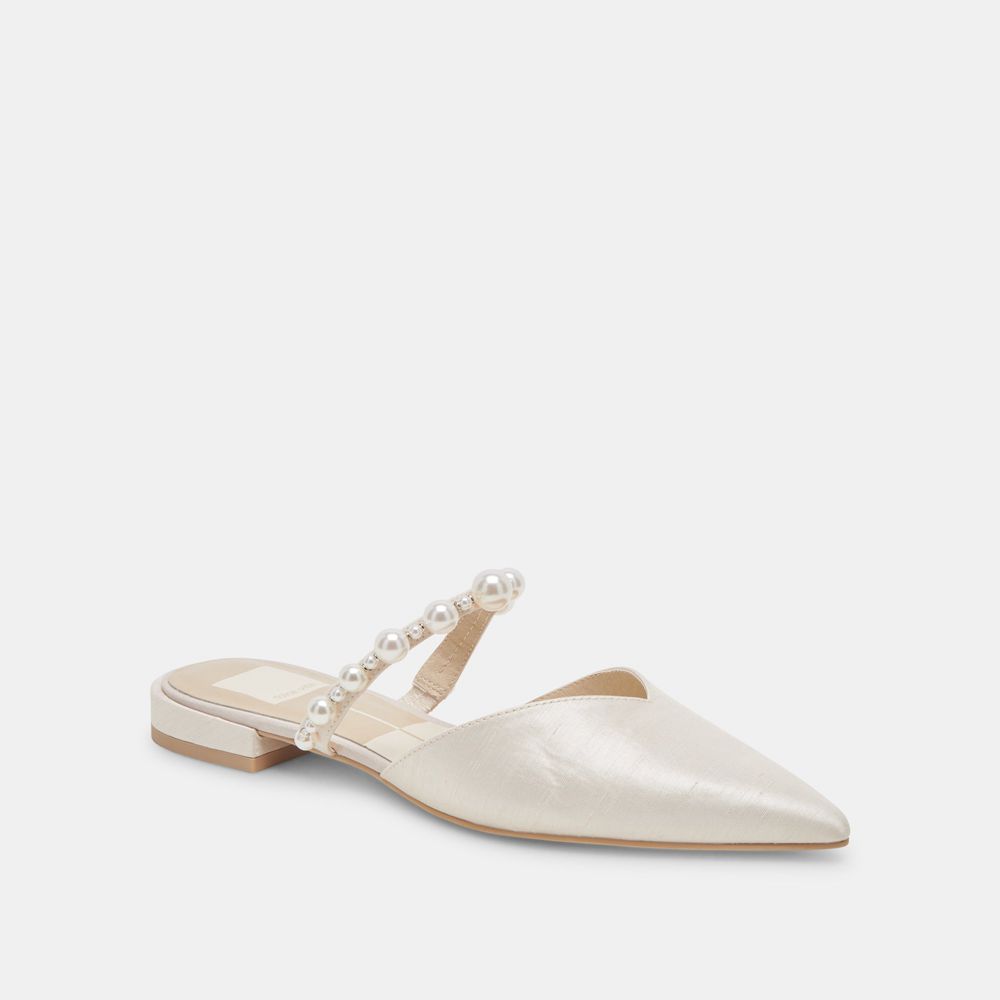 Dolce Vita Kanika Pearl Wide Women Flats White | US-284150PJC