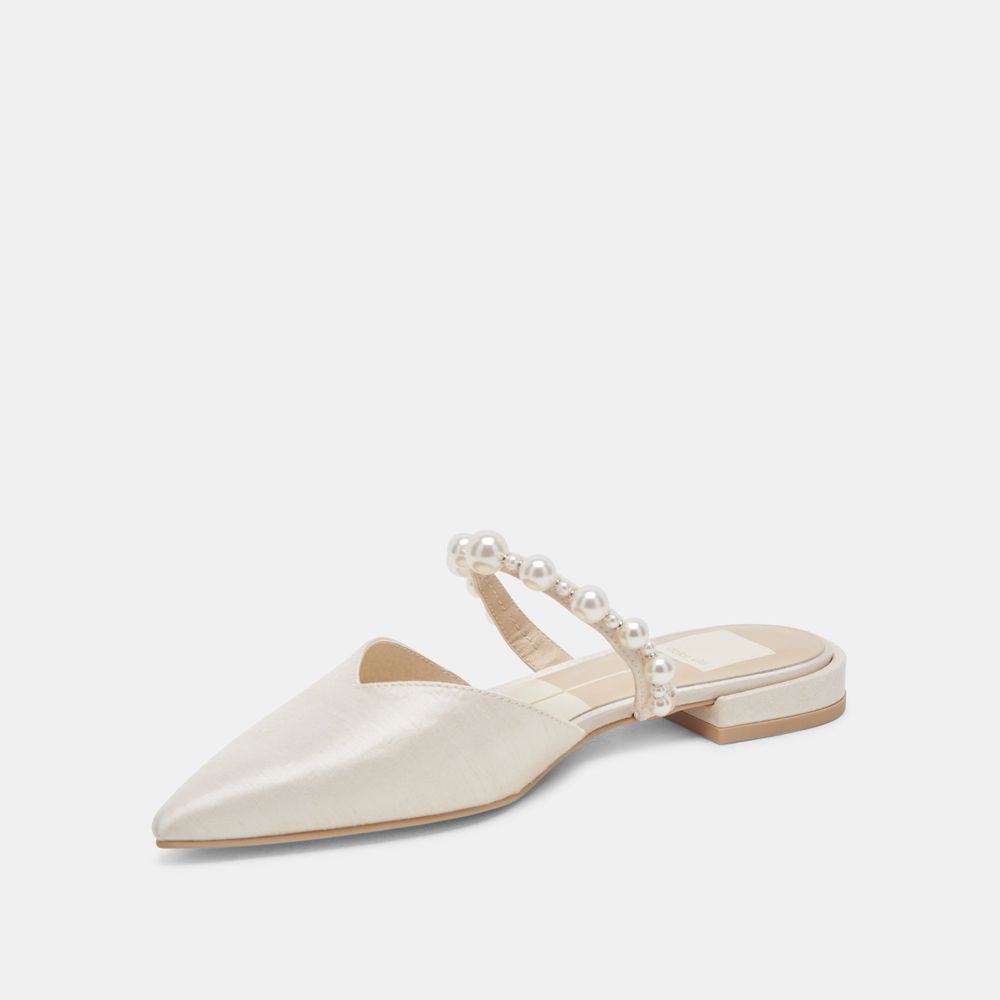 Dolce Vita Kanika Pearl Wide Women Flats White | US-284150PJC