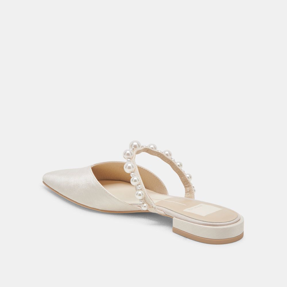 Dolce Vita Kanika Pearl Wide Women Flats White | US-284150PJC