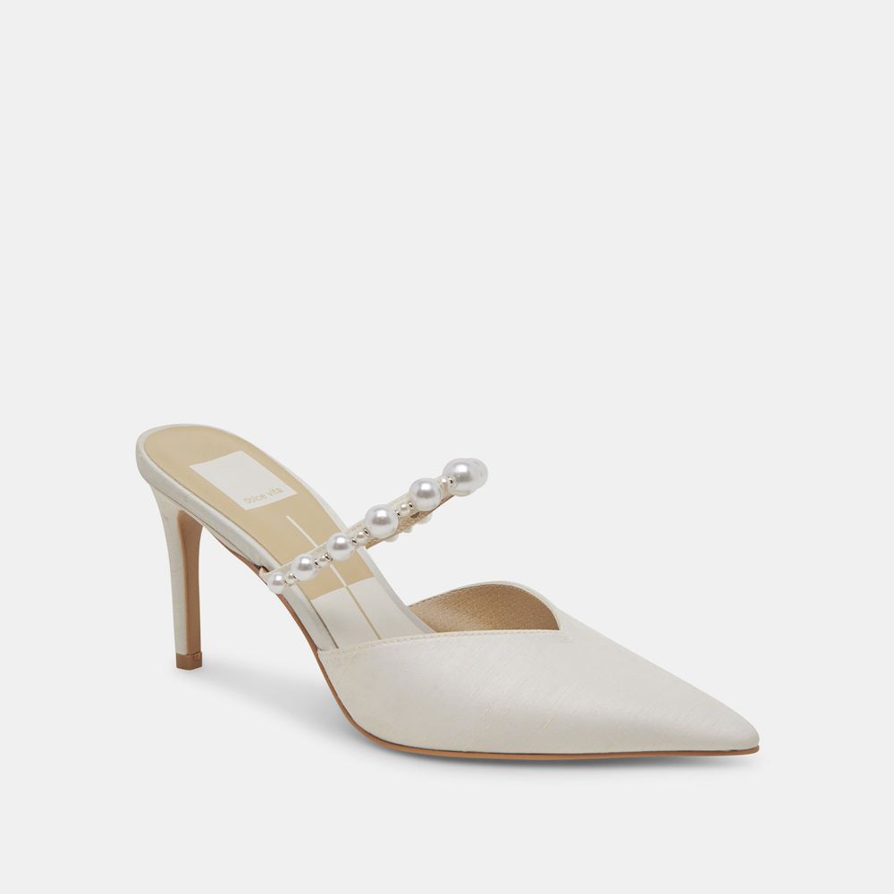 Dolce Vita Kanika Pearl Wide Women Heels White | US-465203QBL