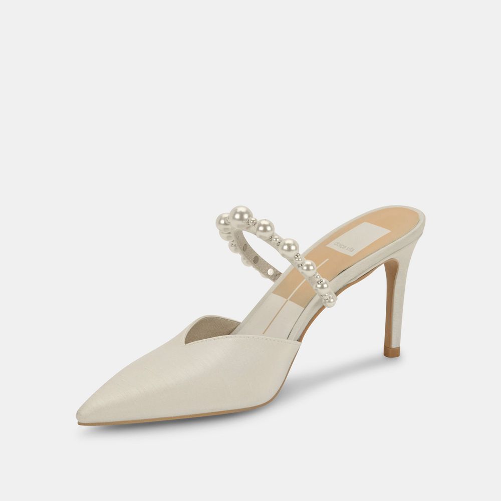 Dolce Vita Kanika Pearl Wide Women Heels White | US-465203QBL