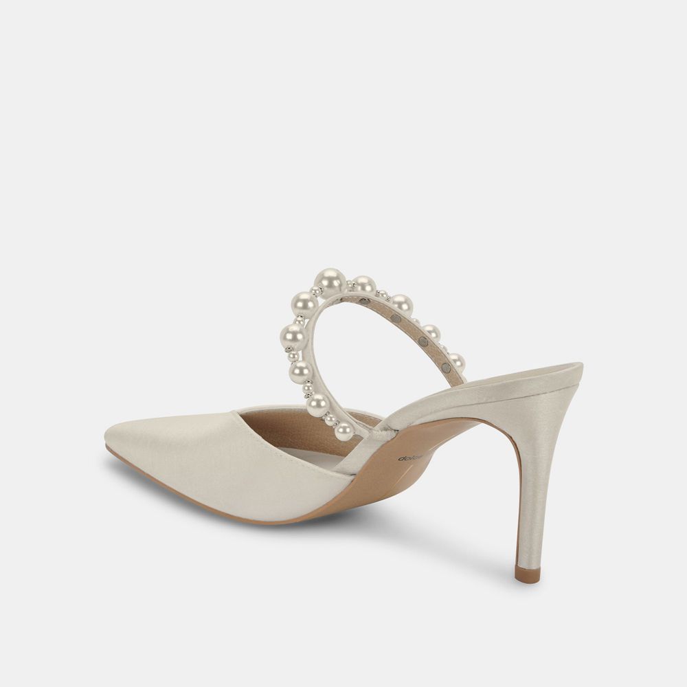 Dolce Vita Kanika Pearl Wide Women Heels White | US-465203QBL