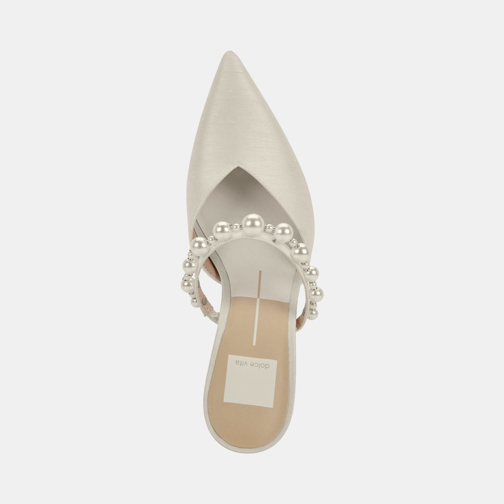 Dolce Vita Kanika Pearl Wide Women Heels White | US-465203QBL