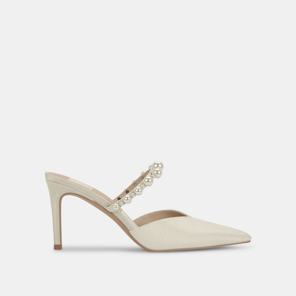 Dolce Vita Kanika Pearl Wide Women Heels White | US-465203QBL