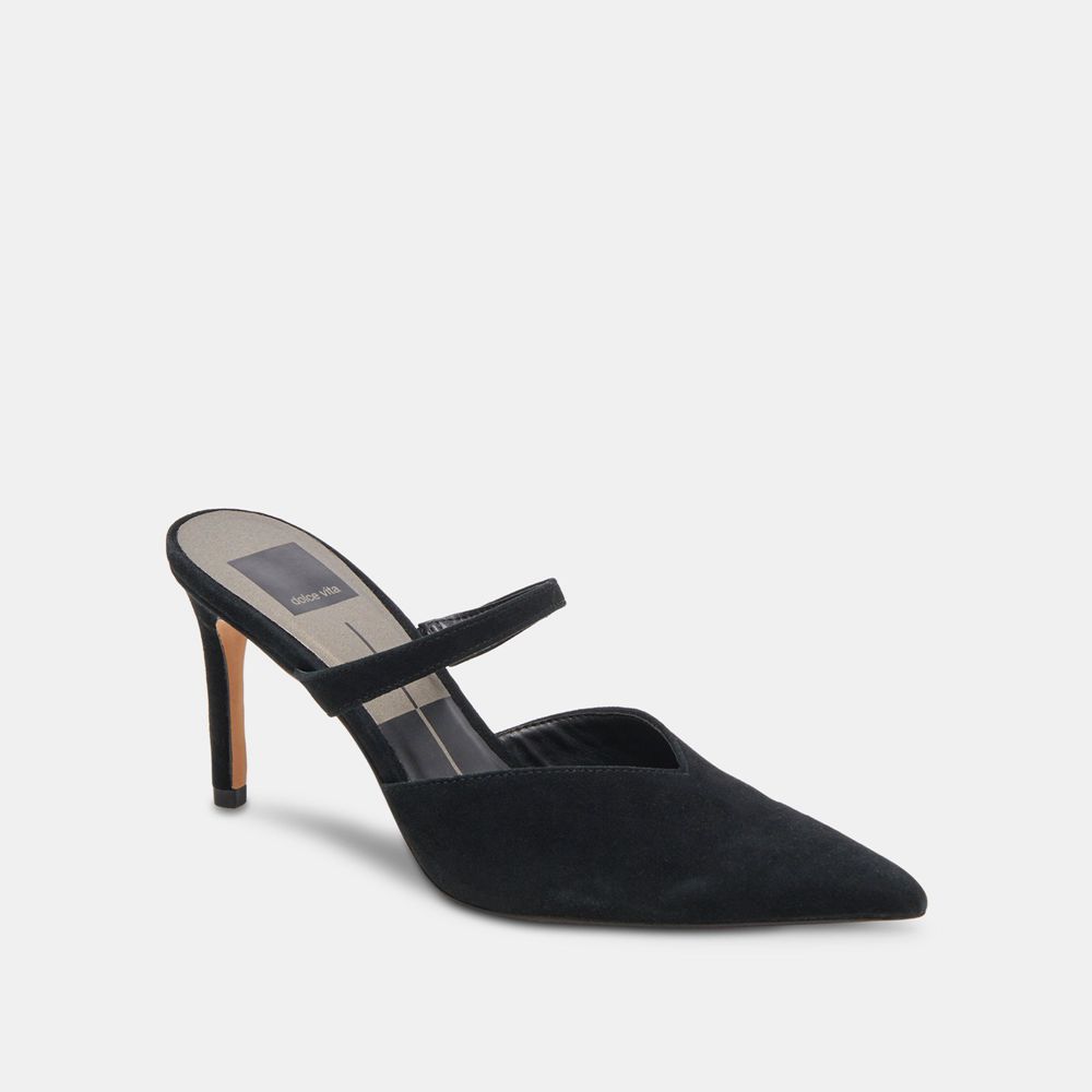 Dolce Vita Kanika Suede Women Heels Black | US-238750EMU