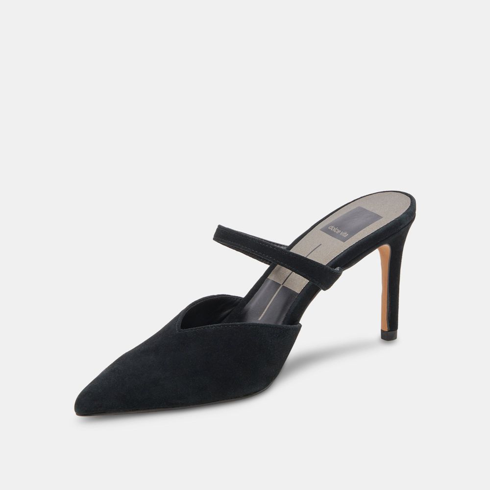 Dolce Vita Kanika Suede Women Heels Black | US-238750EMU