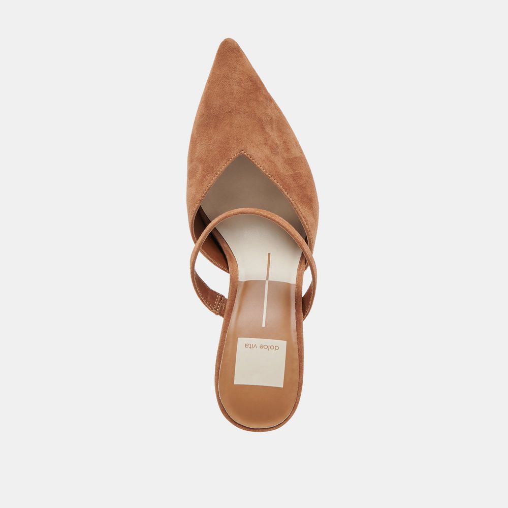 Dolce Vita Kanika Suede Women Heels Brown | US-012645CJN