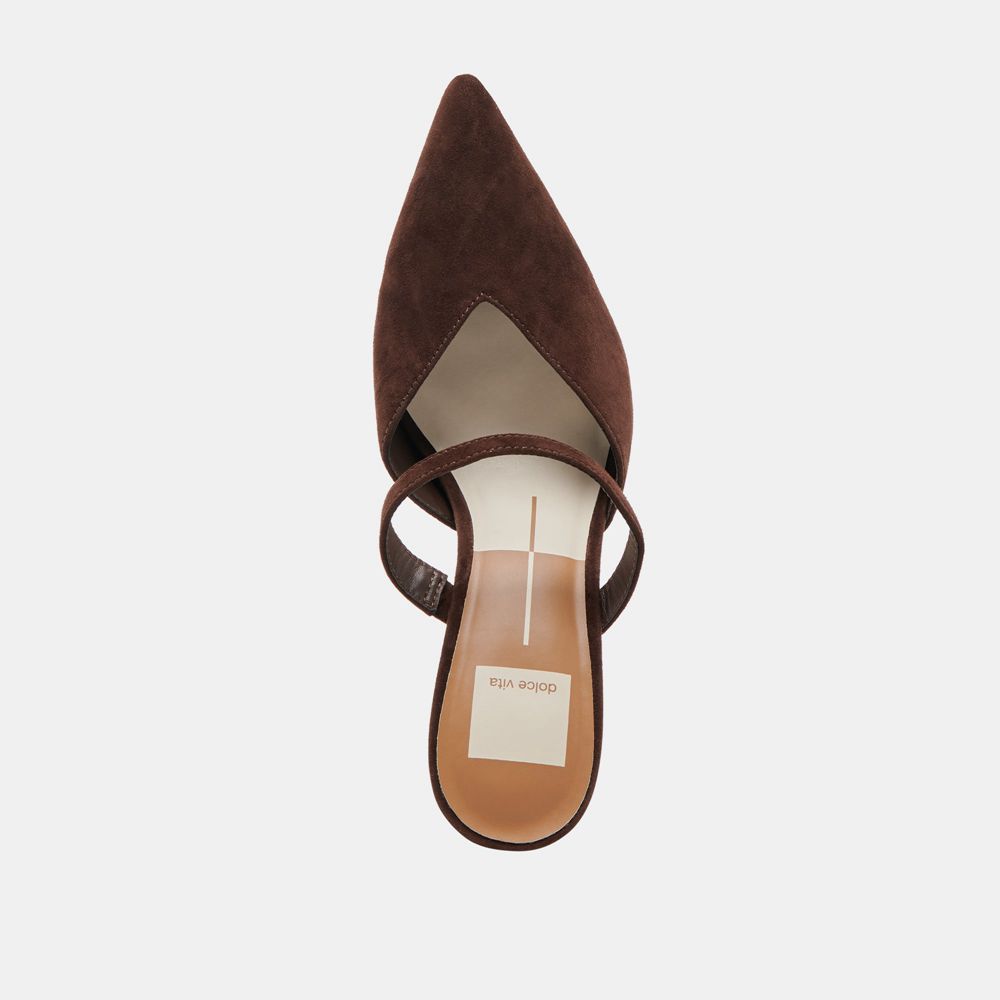 Dolce Vita Kanika Suede Women Heels Dark Brown | US-207581COA