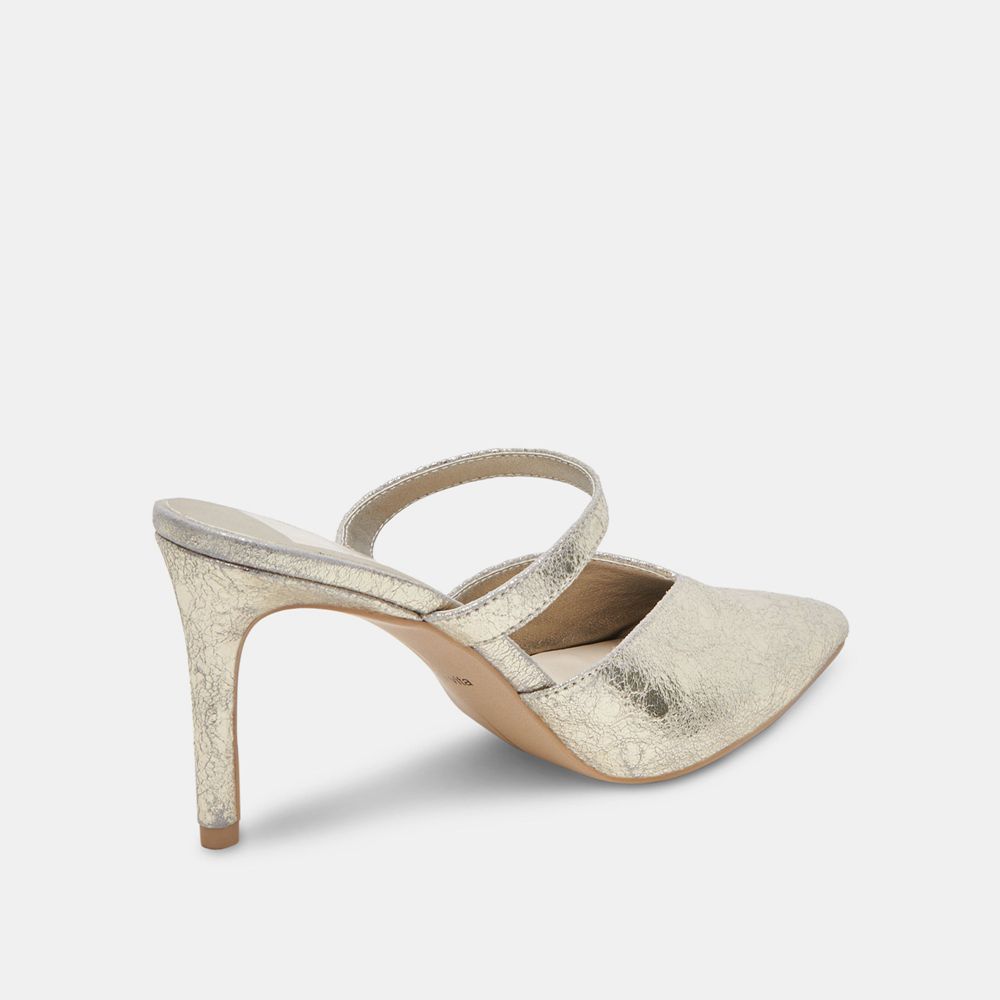 Dolce Vita Kanika Wide Leather Women Heels Platinum | US-163205MCY