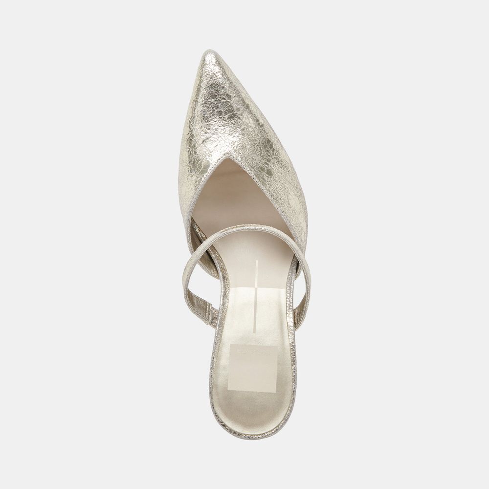 Dolce Vita Kanika Wide Leather Women Heels Platinum | US-163205MCY