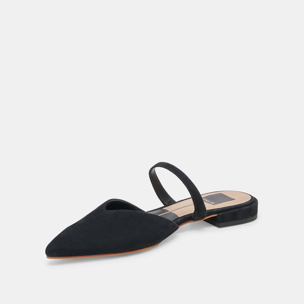 Dolce Vita Kanika Wide Suede Women Flats Black | US-401526XNO