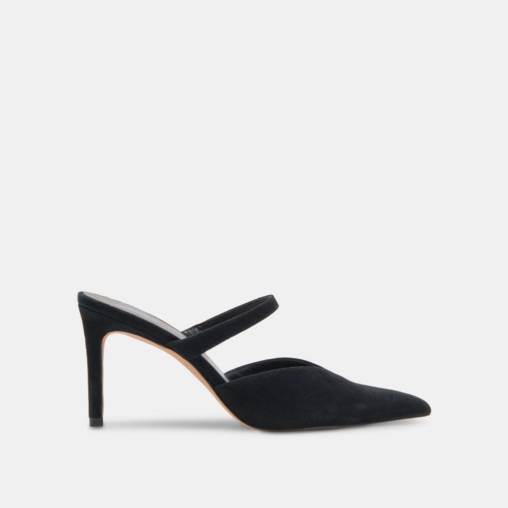 Dolce Vita Kanika Wide Suede Women Heels Black | US-301584MZH