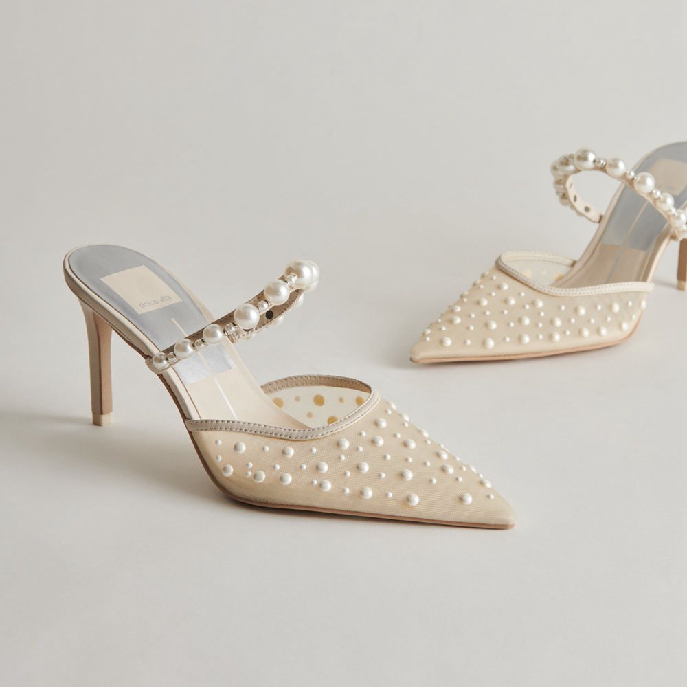 Dolce Vita Katik Pearl Mesh Women Heels Cream | US-674950NVF