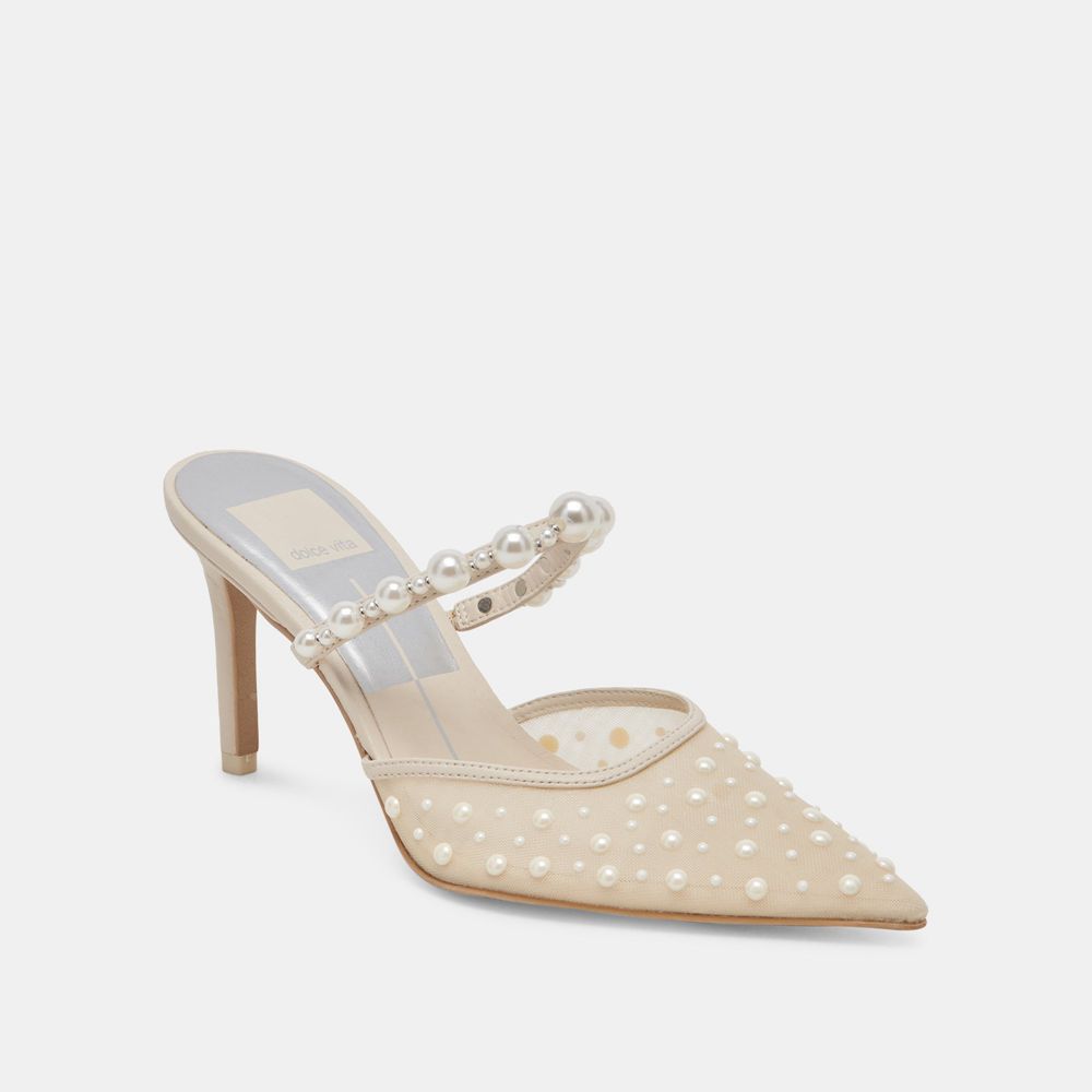 Dolce Vita Katik Pearl Mesh Women Heels Cream | US-674950NVF