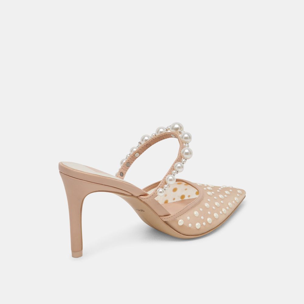 Dolce Vita Katik Pearl Mesh Women Heels Beige | US-704962ZQK