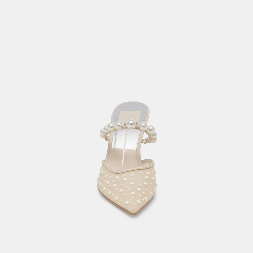 Dolce Vita Katik Pearl Wide Mesh Women Heels Cream | US-036187SZU