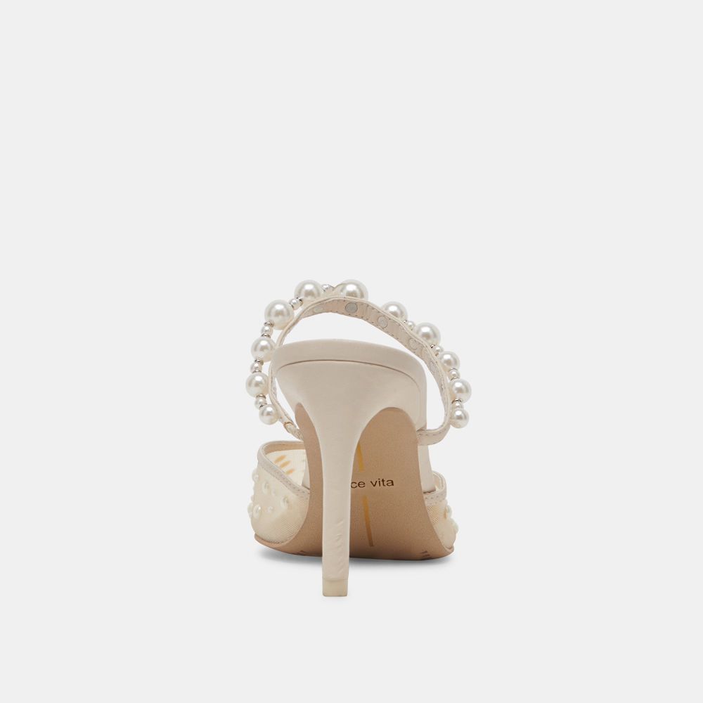 Dolce Vita Katik Pearl Wide Mesh Women Heels Cream | US-036187SZU