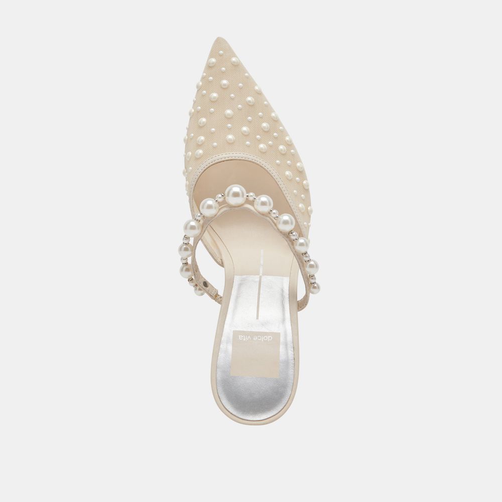 Dolce Vita Katik Pearl Wide Mesh Women Heels Cream | US-036187SZU