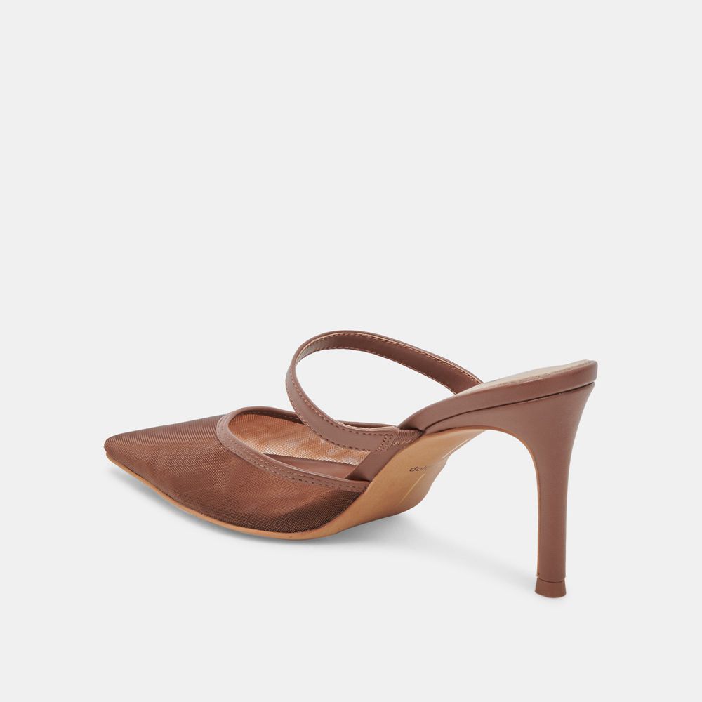 Dolce Vita Katik Wide Mesh Women Heels Chocolate | US-781645CDA