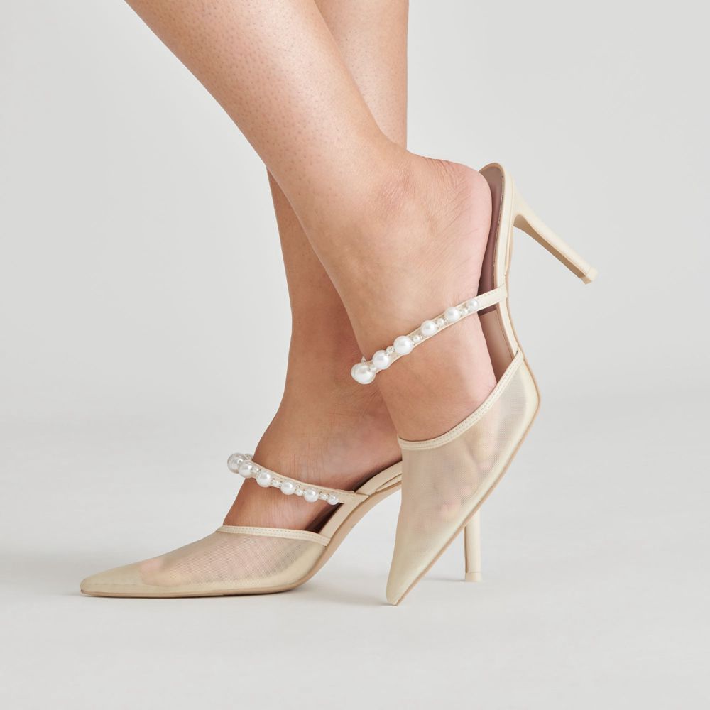 Dolce Vita Kaysie Pearl Mesh Women Heels Cream | US-329851KPF