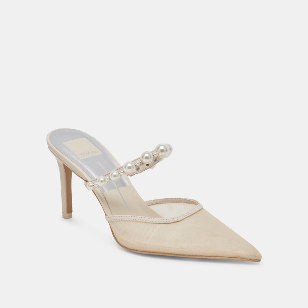 Dolce Vita Kaysie Pearl Mesh Women Heels Cream | US-329851KPF