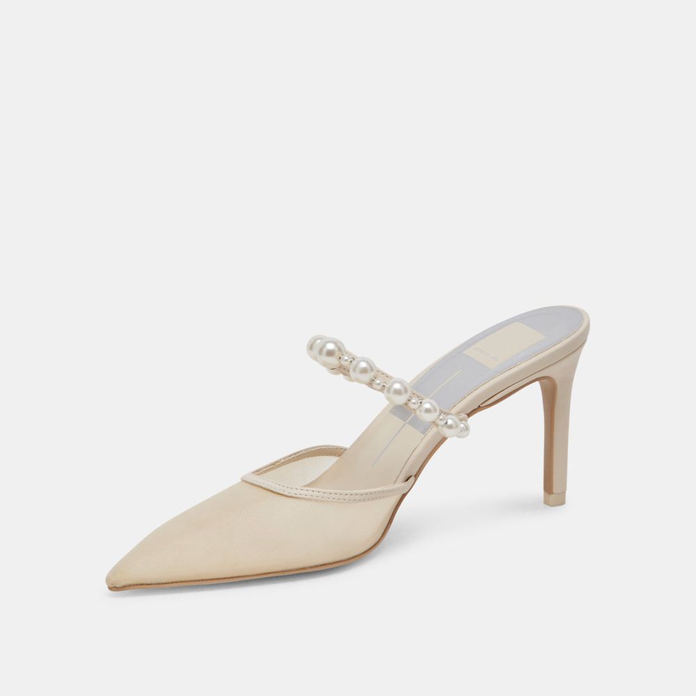 Dolce Vita Kaysie Pearl Mesh Women Heels Cream | US-329851KPF