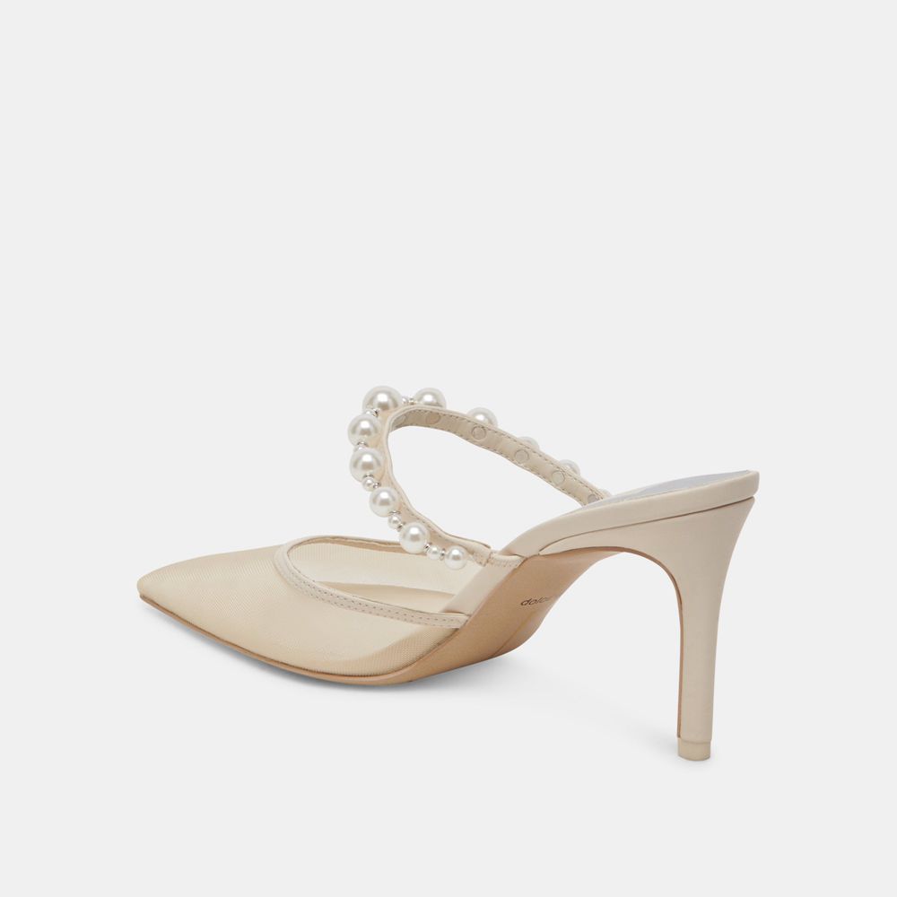 Dolce Vita Kaysie Pearl Mesh Women Heels Cream | US-329851KPF