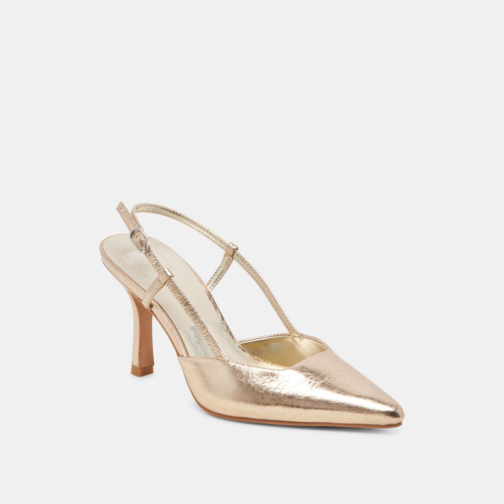 Dolce Vita Kim Leather Women Heels Gold | US-032485KHW